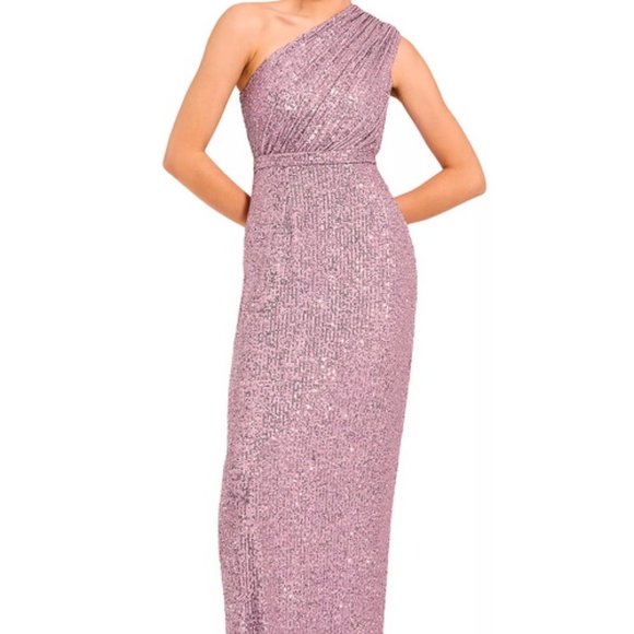 Ieena Mac Duggal Lilac Purple Sequin One-Shoulder Column Gown